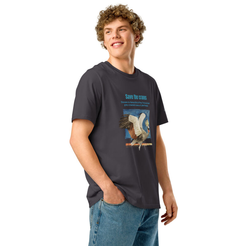 Unisex organic ribbed neck t-shirt, Save the cranes - Image 10