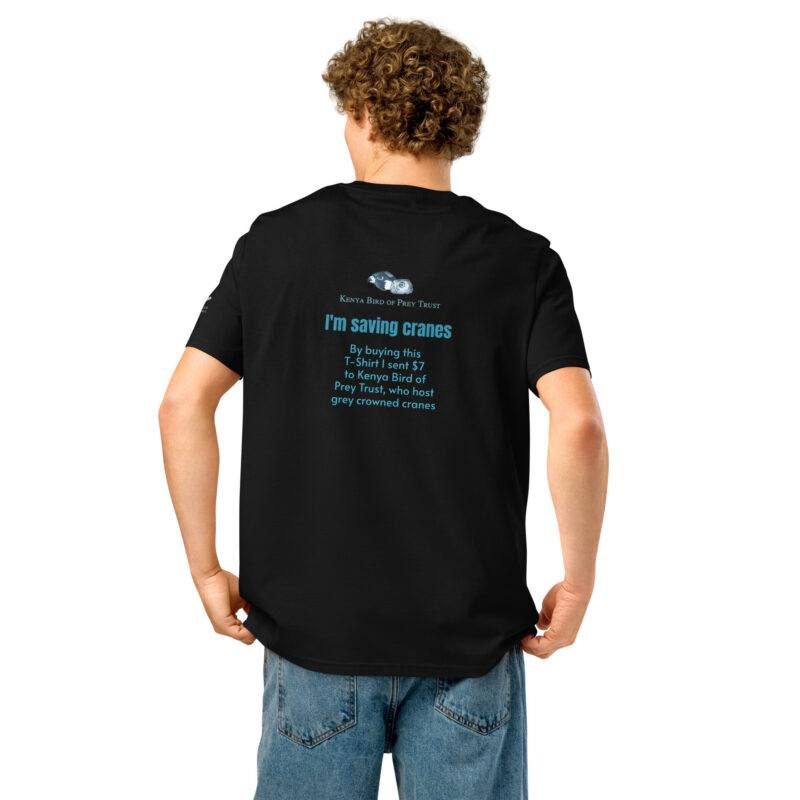 Unisex organic ribbed neck t-shirt, Save the cranes - Image 3