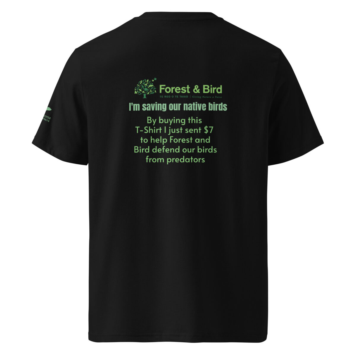 Unisex organic ribbed neck t-shirt, save New Zealand's birds (waxeye) - Image 2