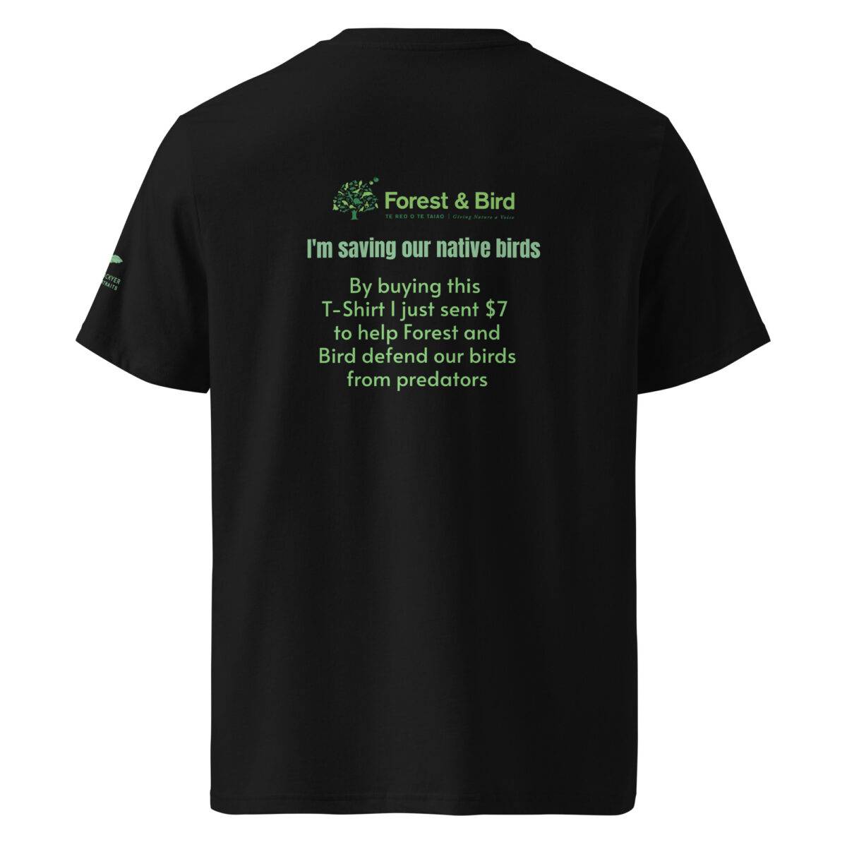 Unisex organic ribbed neck t-shirt, save New Zealand's birds - Image 2