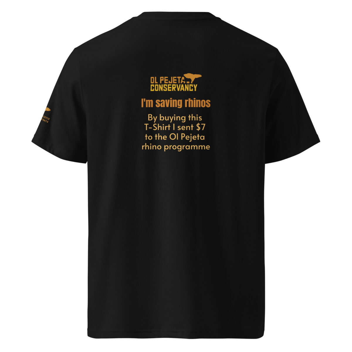 Unisex organic ribbed neck t-shirt, save the rhino - Image 2