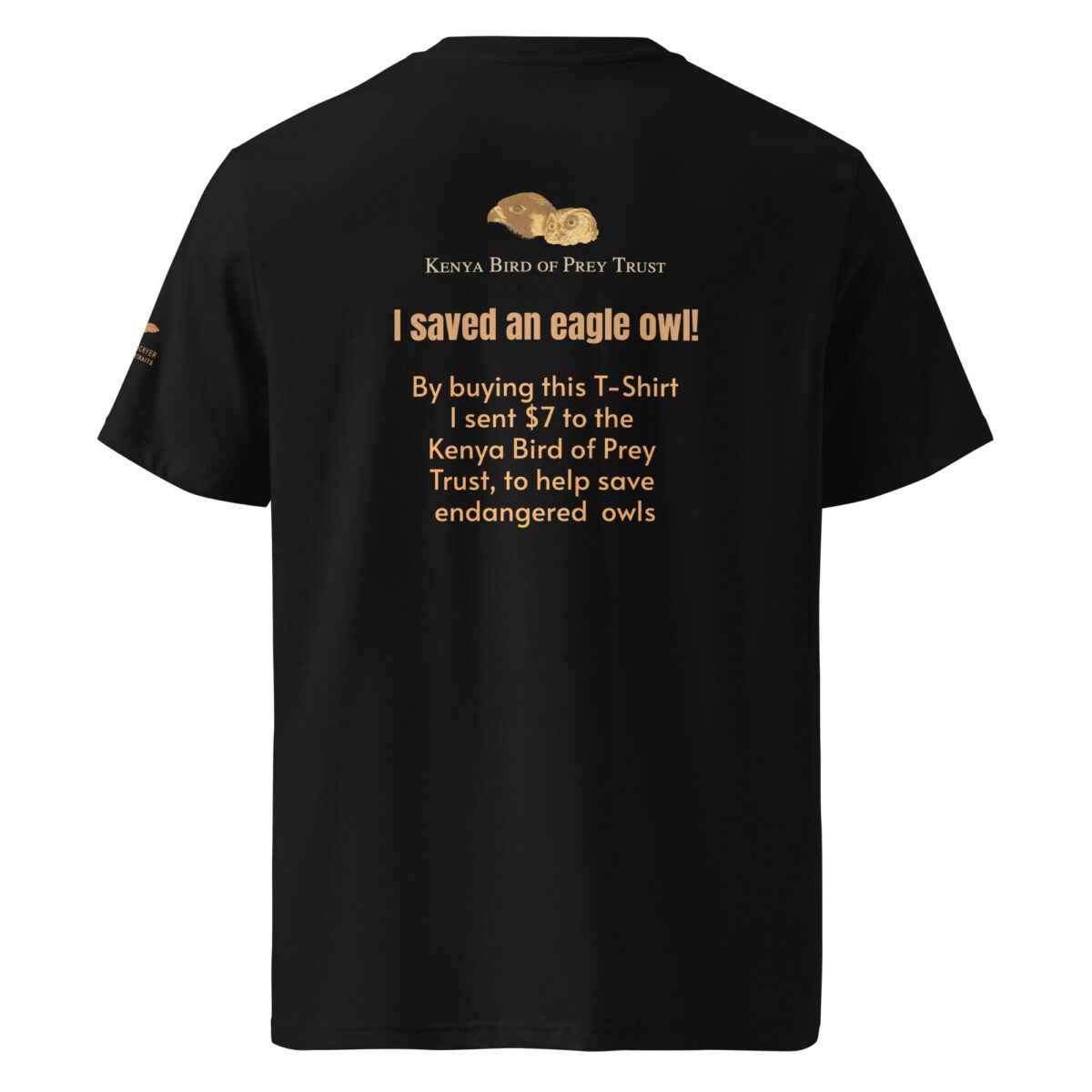 Unisex organic ribbed neck t-shirt, save the eagle owl - Image 2