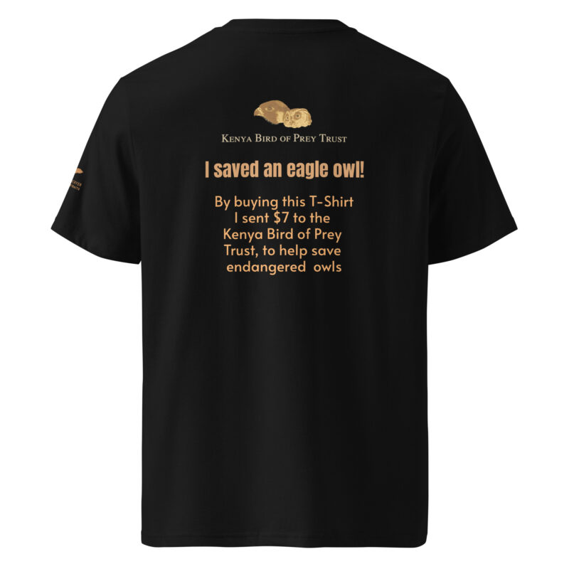 Unisex organic ribbed neck t-shirt, save the eagle owl - Image 2