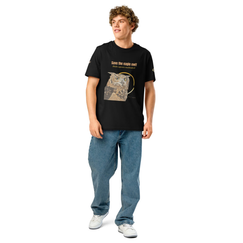 Unisex organic ribbed neck t-shirt, Eagle owl - Image 3