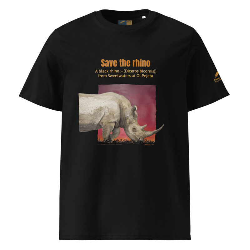 Unisex organic ribbed neck t-shirt, save the rhino - Image 3