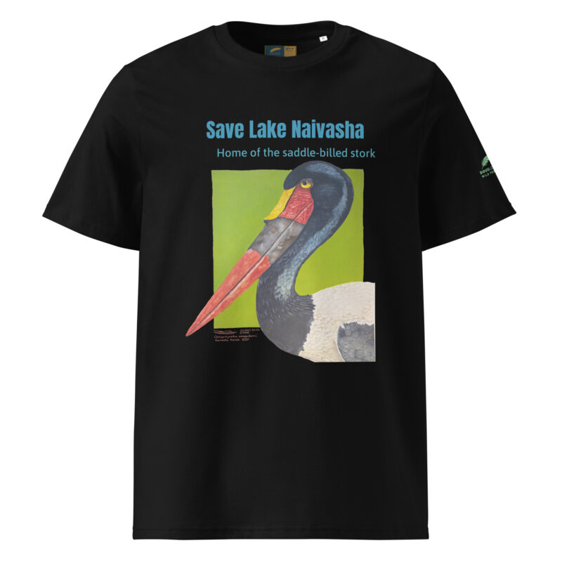 Unisex organic ribbed neck t-shirt, save Lake Naivasha (saddle-billed stork) - Image 3