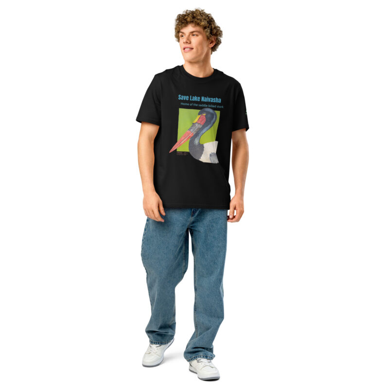 Unisex organic ribbed neck t-shirt, save Lake Naivasha (saddle-billed stork) - Image 23