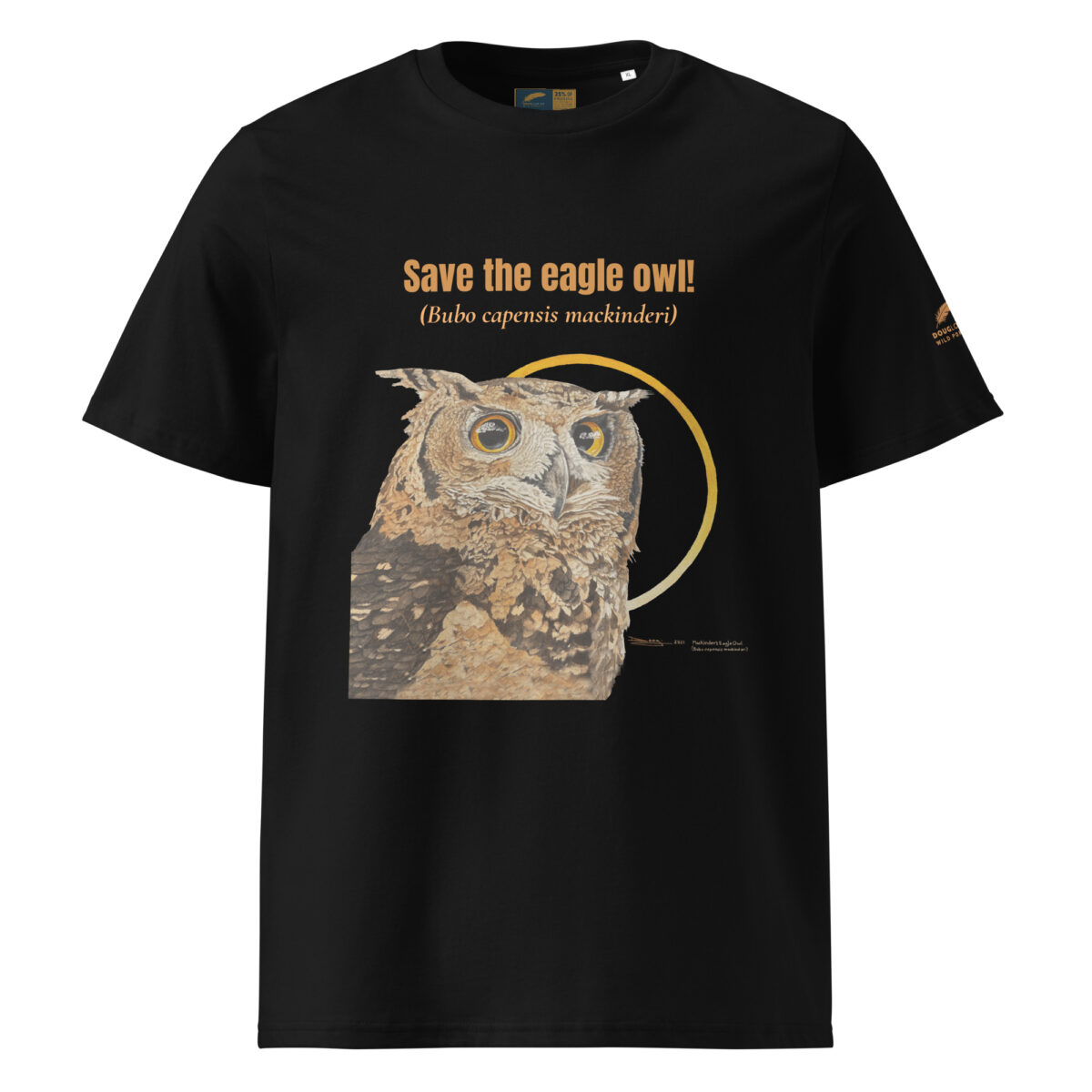 Unisex organic ribbed neck t-shirt, save the eagle owl - Image 3