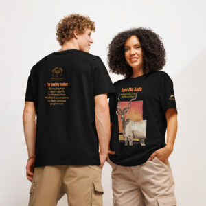 Unisex organic ribbed neck t-shirt, save the kudu