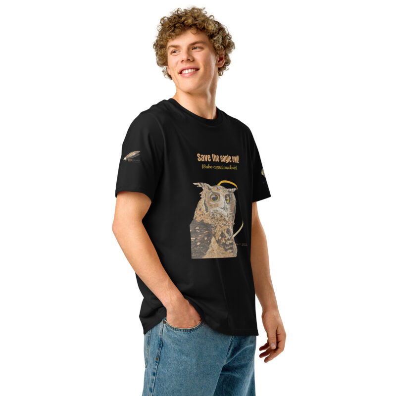 Unisex organic ribbed neck t-shirt, Eagle owl - Image 2