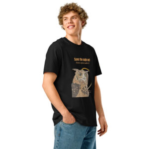 Unisex organic ribbed neck t-shirt, save the eagle owl
