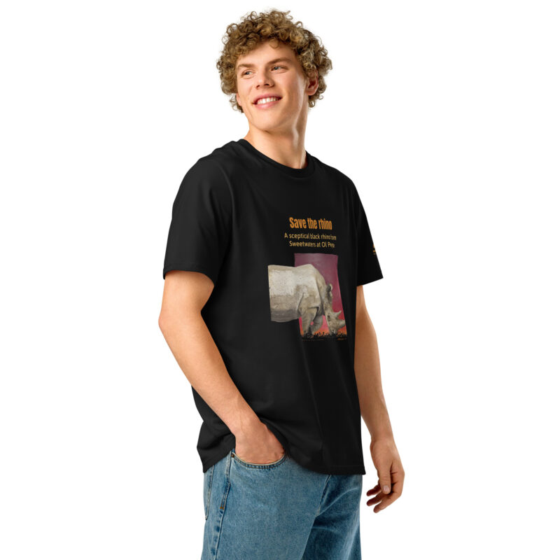 Unisex organic ribbed neck t-shirt, save th erhino - Image 2
