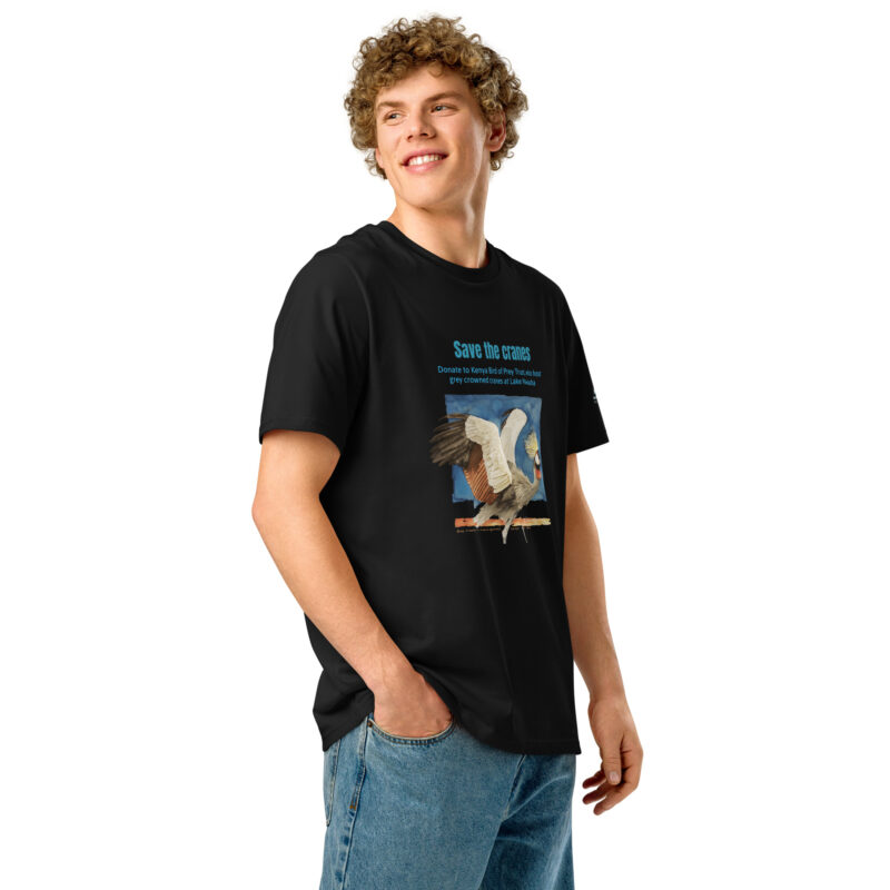 Unisex organic ribbed neck t-shirt, Save the cranes - Image 2