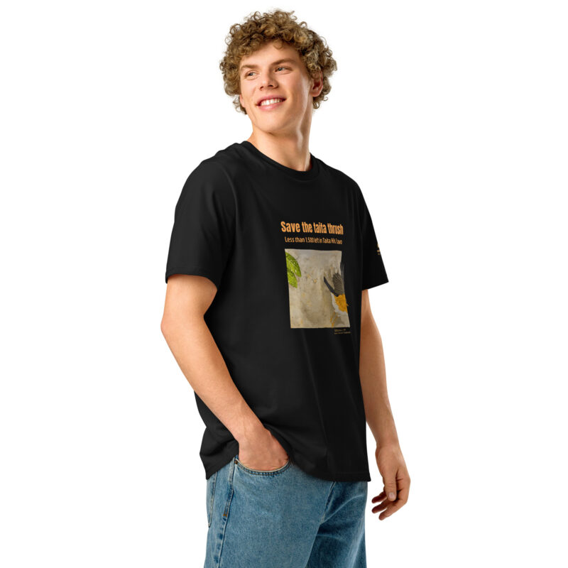 Unisex organic ribbed neck t-shirt, save the Taita thrush - Image 2