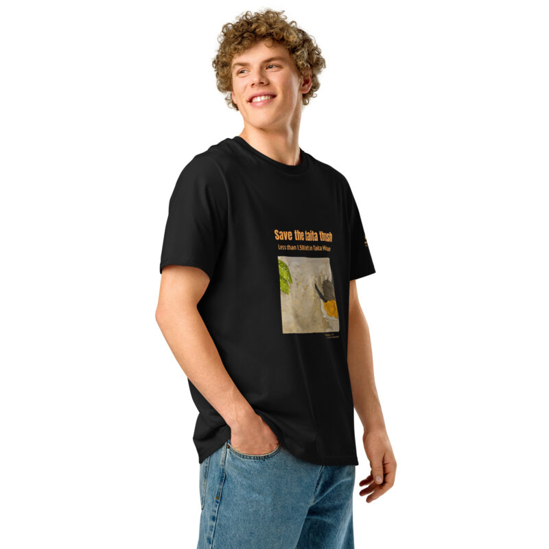 Unisex organic ribbed neck t-shirt, save the Taita thrush - Image 2