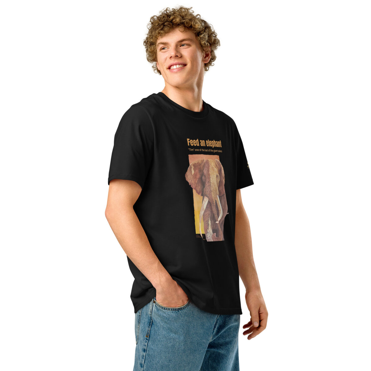 Unisex organic ribbed neck t-shirt, Save th eelephant (Tim) - Image 29