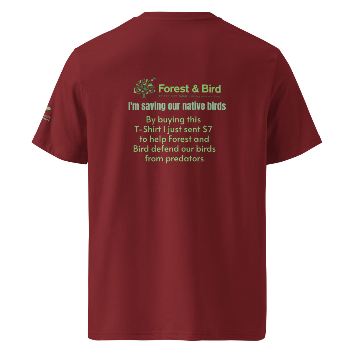 Unisex organic ribbed neck t-shirt, save New Zealand's birds (waxeye) - Image 12