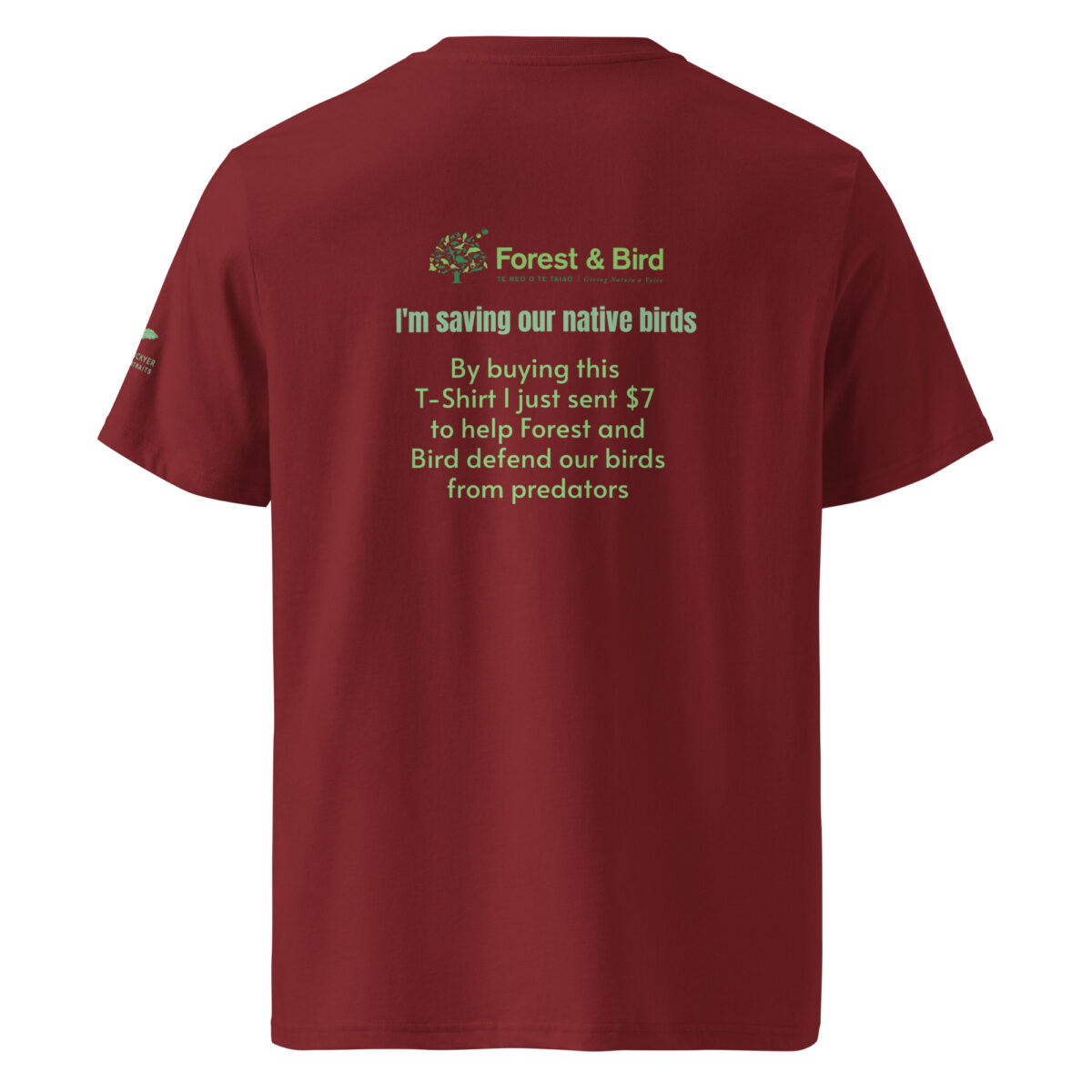 Unisex organic ribbed neck t-shirt, save New Zealand's birds - Image 12