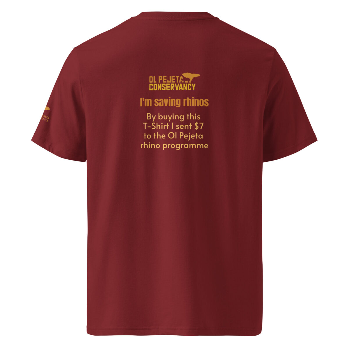 Unisex organic ribbed neck t-shirt, save the rhino - Image 12