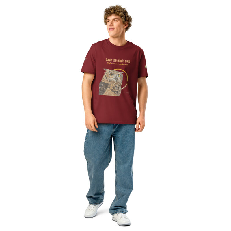 Unisex organic ribbed neck t-shirt, Eagle owl - Image 11