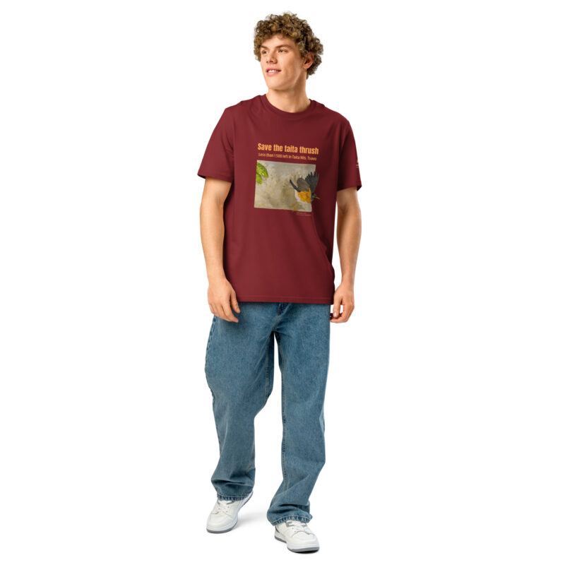Unisex organic ribbed neck t-shirt, save the Taita thrush - Image 8