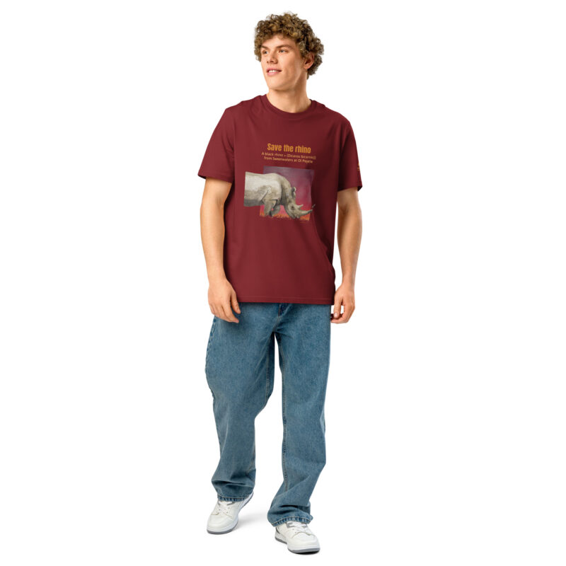 Unisex organic ribbed neck t-shirt, save the rhino - Image 38