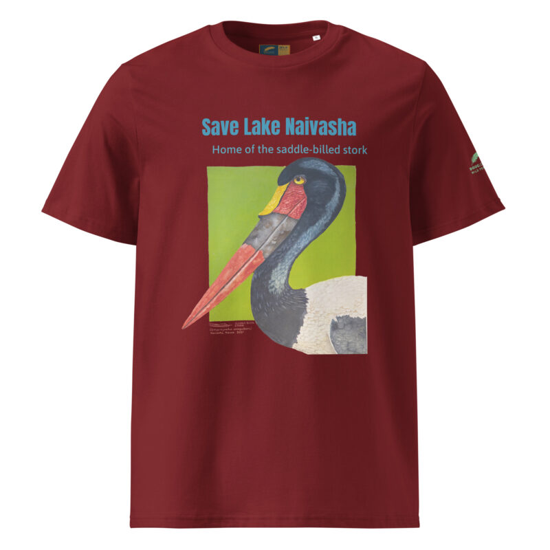 Unisex organic ribbed neck t-shirt, save Lake Naivasha (saddle-billed stork) - Image 11