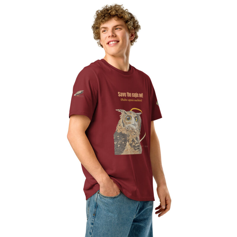 Unisex organic ribbed neck t-shirt, Eagle owl - Image 10