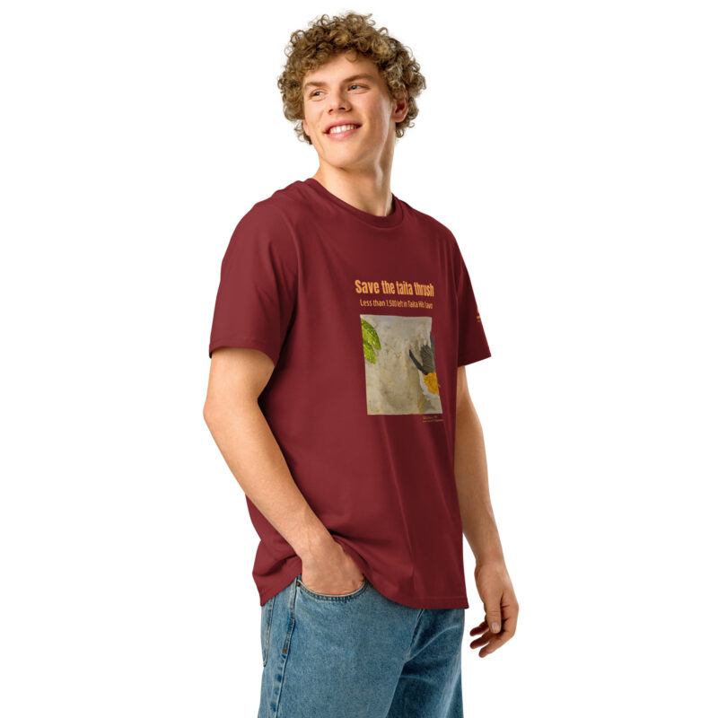 Unisex organic ribbed neck t-shirt, save the Taita thrush - Image 7