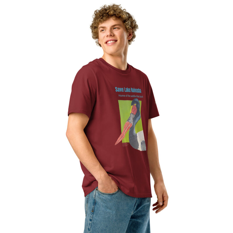 Unisex organic ribbed neck t-shirt, save Lake Naivasha (saddle-billed stork) - Image 31