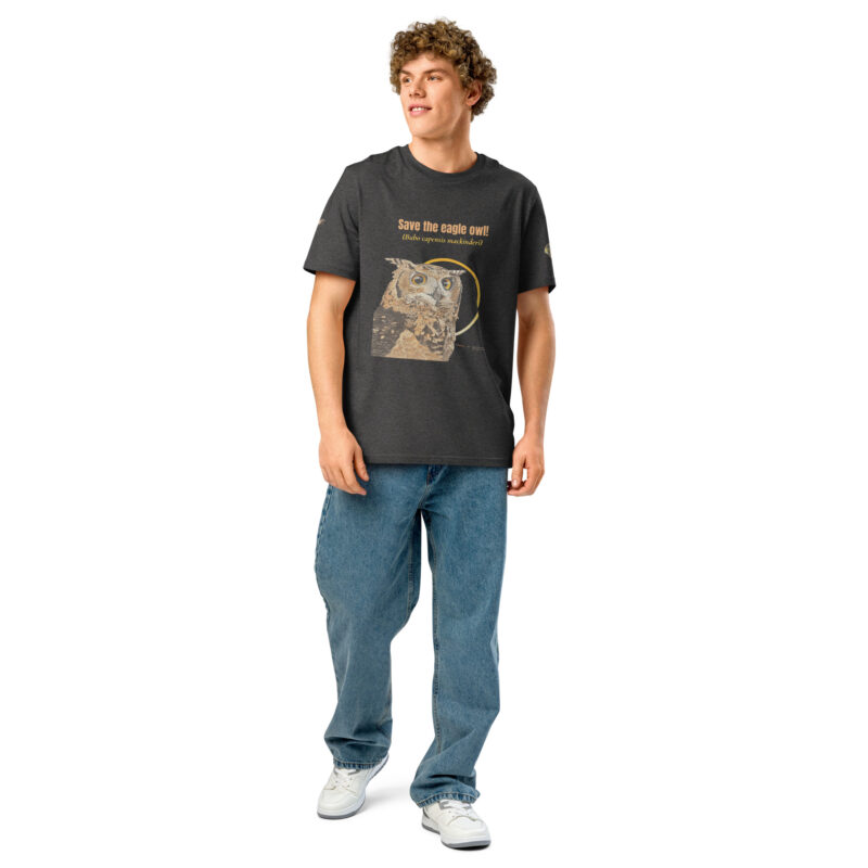 Unisex organic ribbed neck t-shirt, Eagle owl - Image 8