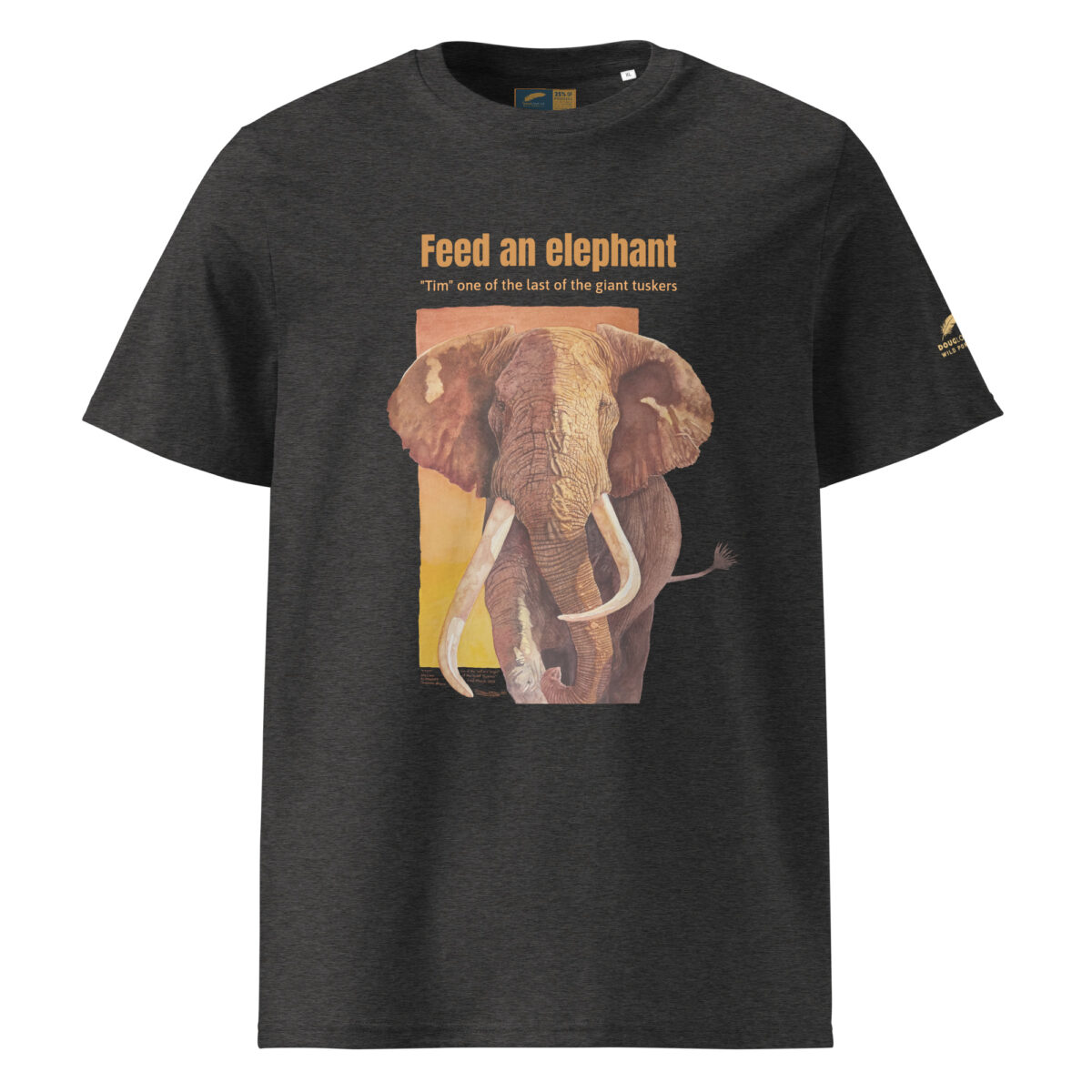 Unisex organic ribbed neck t-shirt, Save th eelephant (Tim) - Image 8