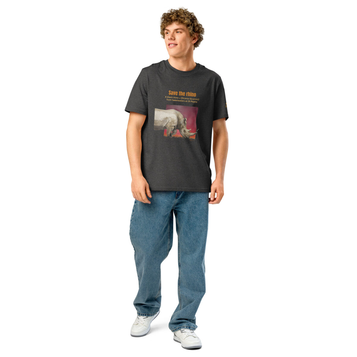 Unisex organic ribbed neck t-shirt, save the rhino - Image 35