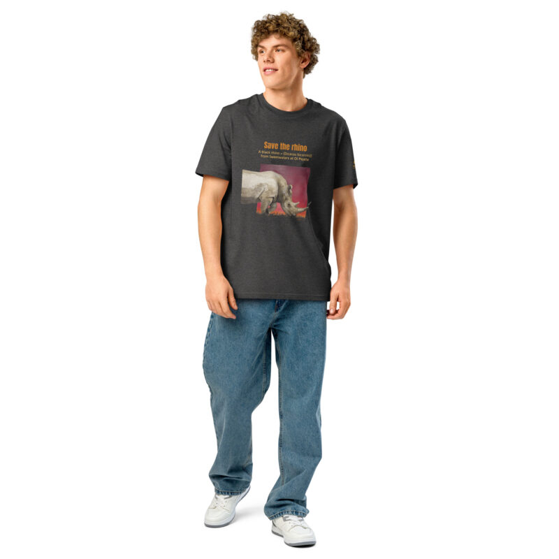 Unisex organic ribbed neck t-shirt, save the rhino - Image 35