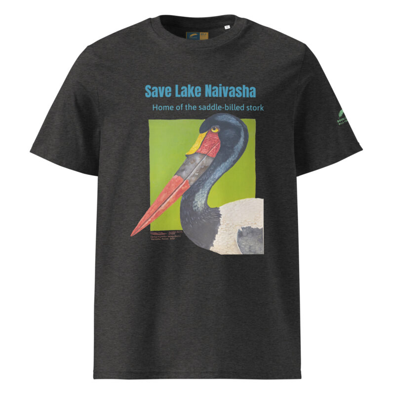 Unisex organic ribbed neck t-shirt, save Lake Naivasha (saddle-billed stork) - Image 8