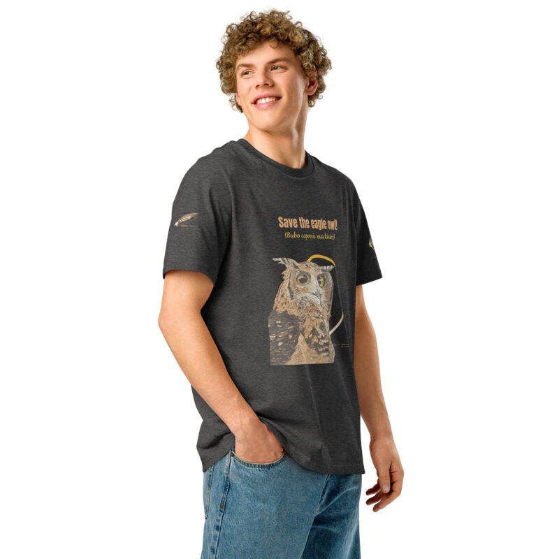 Unisex organic ribbed neck t-shirt, Eagle owl - Image 7