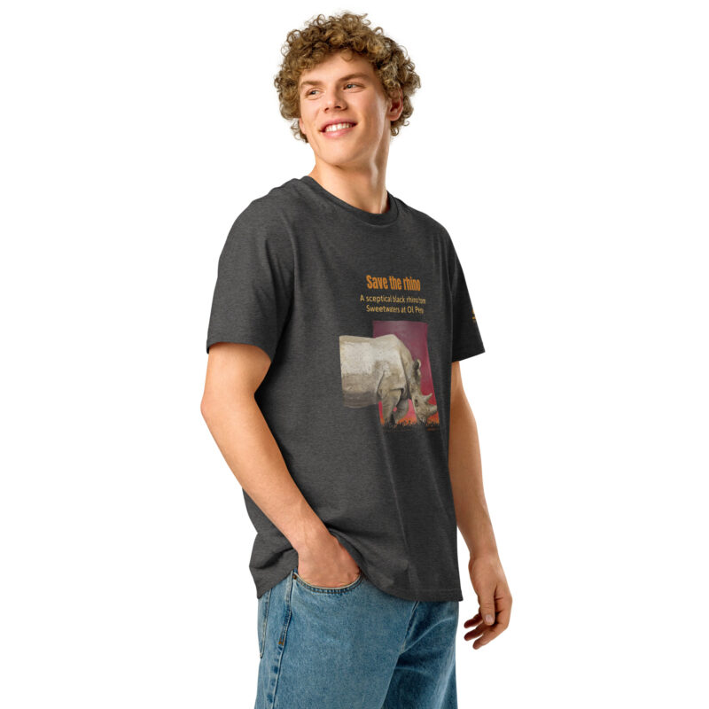 Unisex organic ribbed neck t-shirt, save th erhino - Image 7