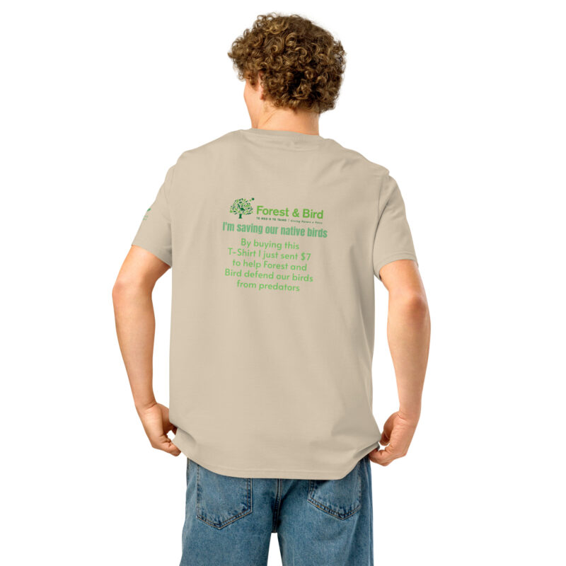 Unisex organic ribbed neck t-shirt, save New Zealand's birds (waxeye) - Image 51