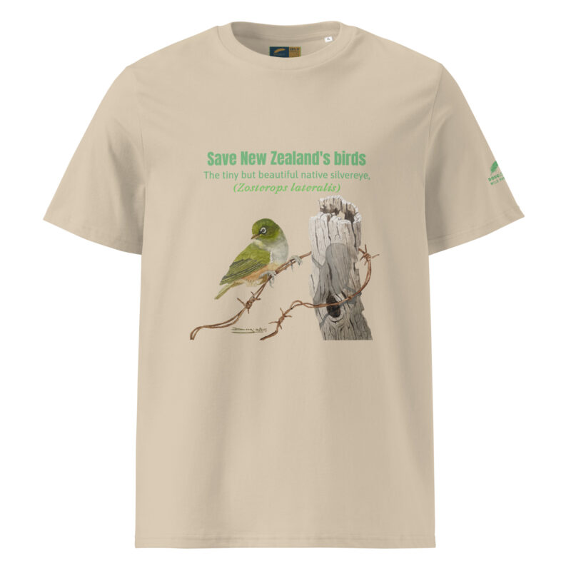 Unisex organic ribbed neck t-shirt, save New Zealand's birds (waxeye) - Image 24