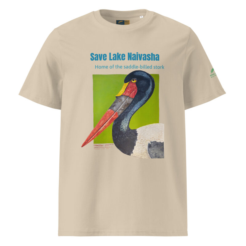 Unisex organic ribbed neck t-shirt, save Lake Naivasha (saddle-billed stork) - Image 21