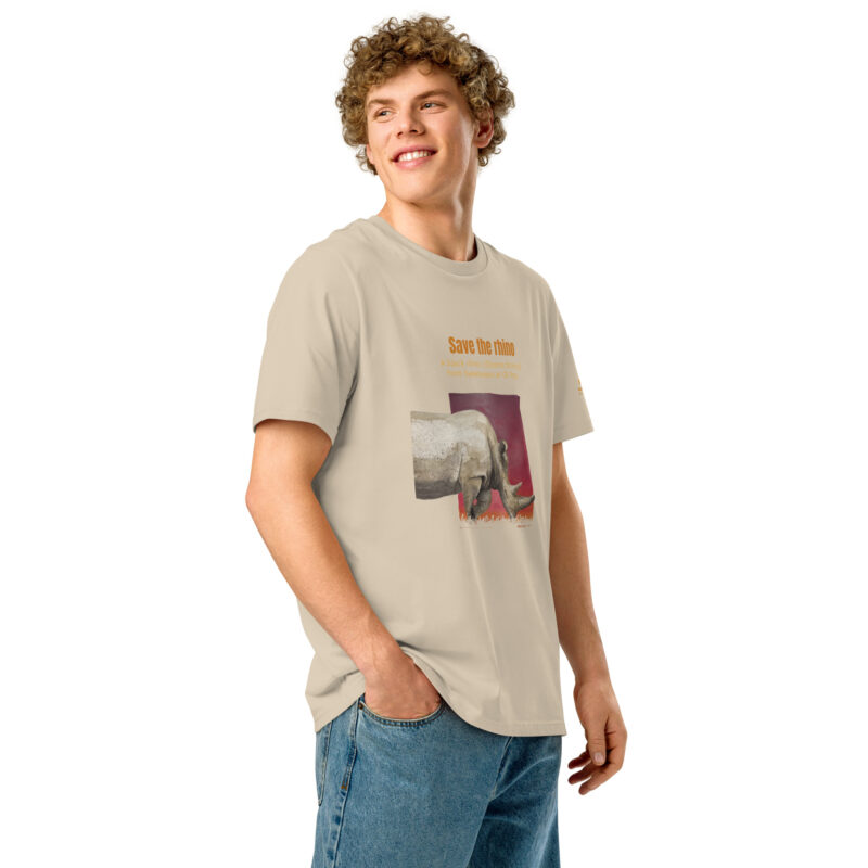 Unisex organic ribbed neck t-shirt, save the rhino - Image 49