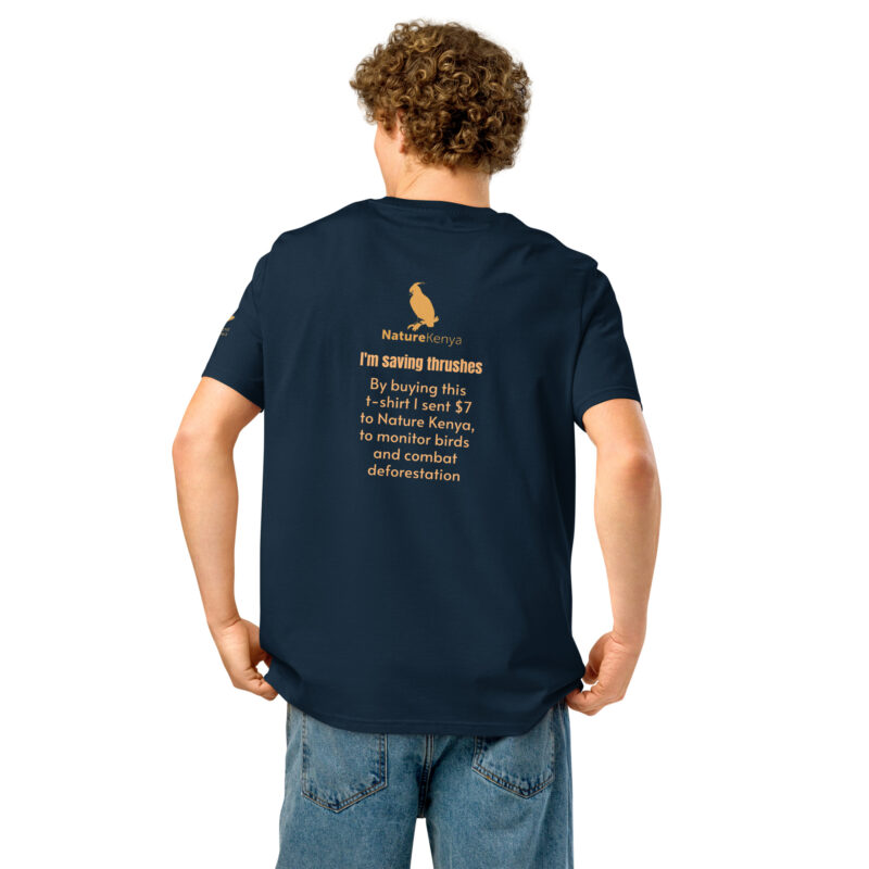 Unisex organic ribbed neck t-shirt, save the Taita thrush - Image 6