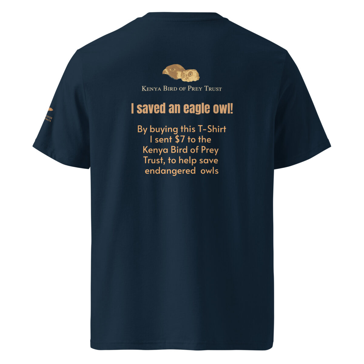 Unisex organic ribbed neck t-shirt, save the eagle owl - Image 5