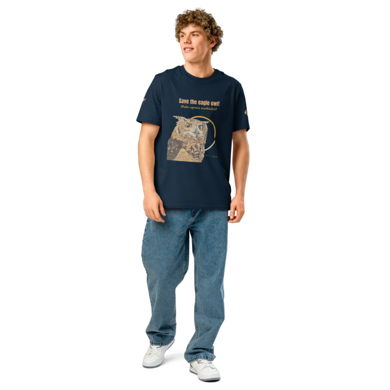 Unisex organic ribbed neck t-shirt, Eagle owl - Image 5