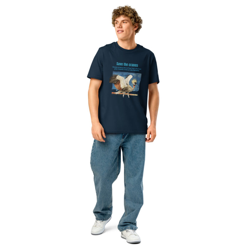Unisex organic ribbed neck t-shirt, Save the cranes - Image 5