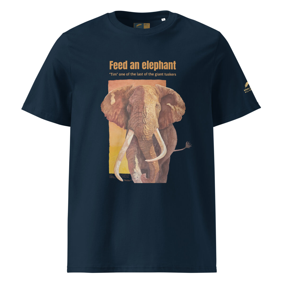 Unisex organic ribbed neck t-shirt, Save th eelephant (Tim) - Image 6