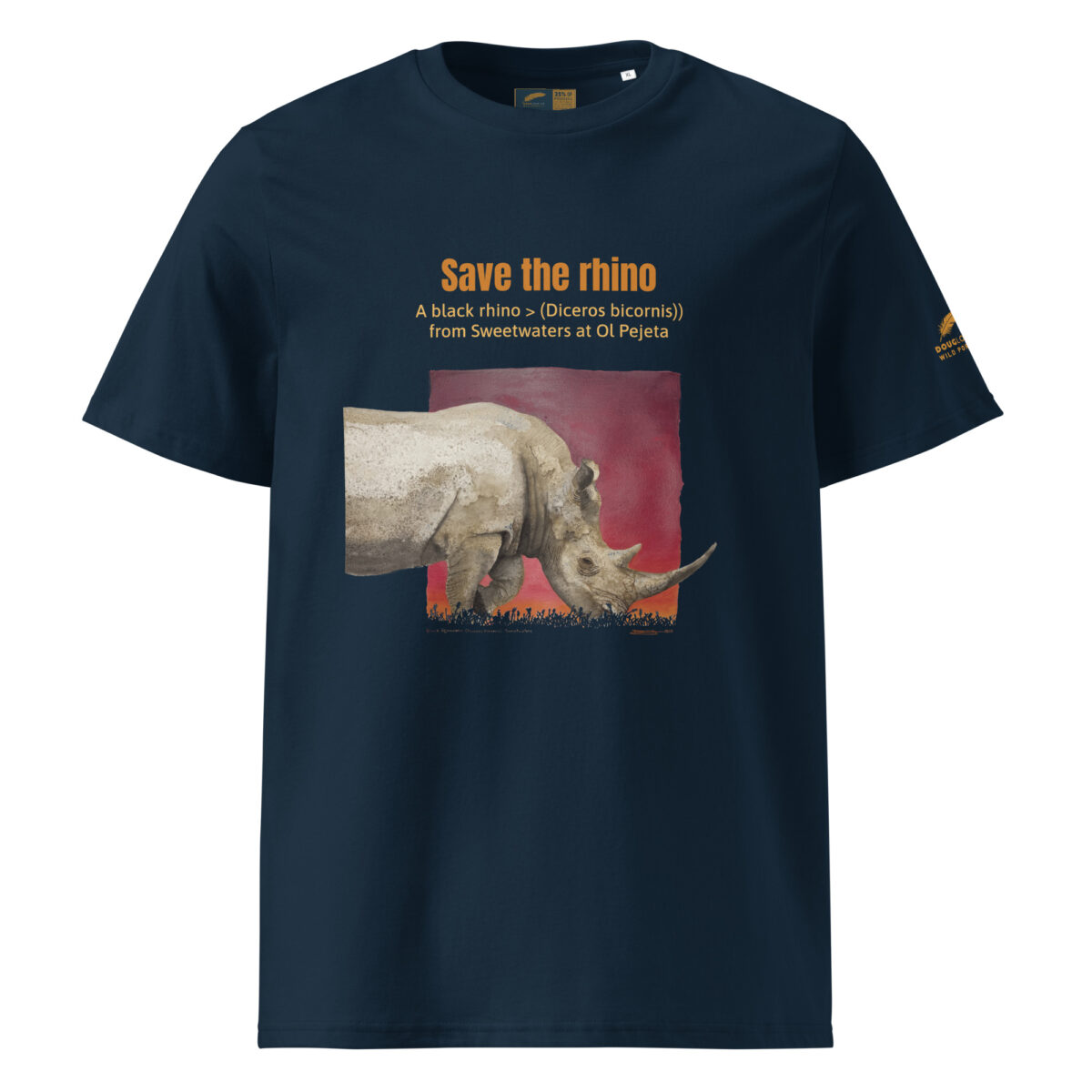 Unisex organic ribbed neck t-shirt, save the rhino - Image 6