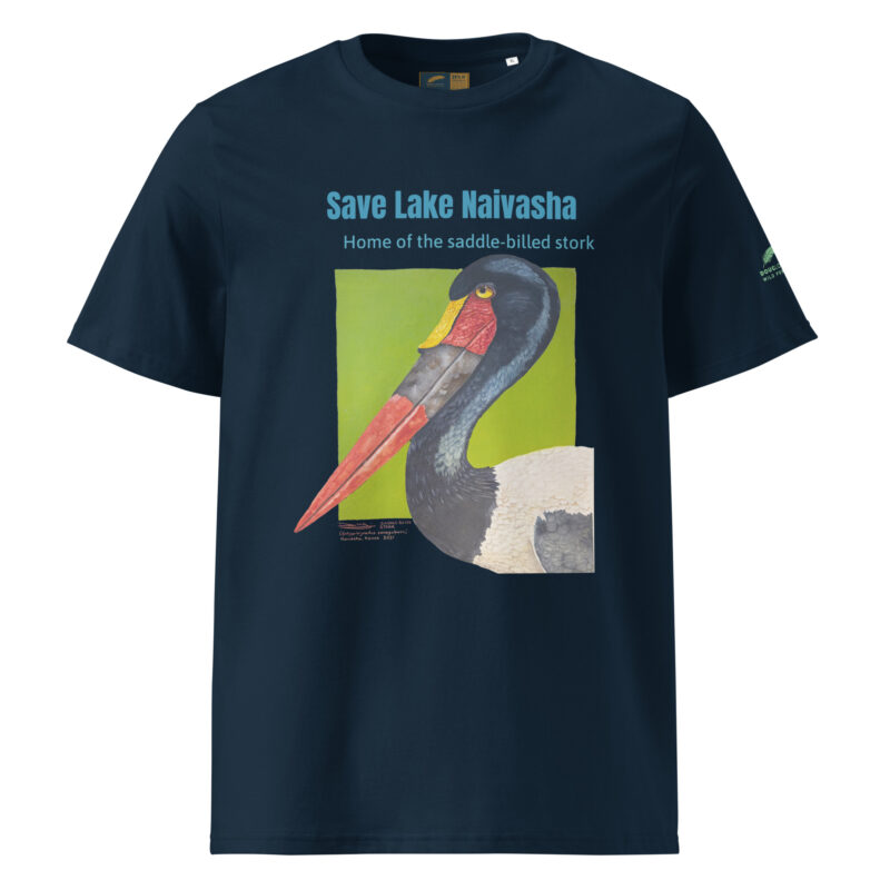 Unisex organic ribbed neck t-shirt, save Lake Naivasha (saddle-billed stork) - Image 6