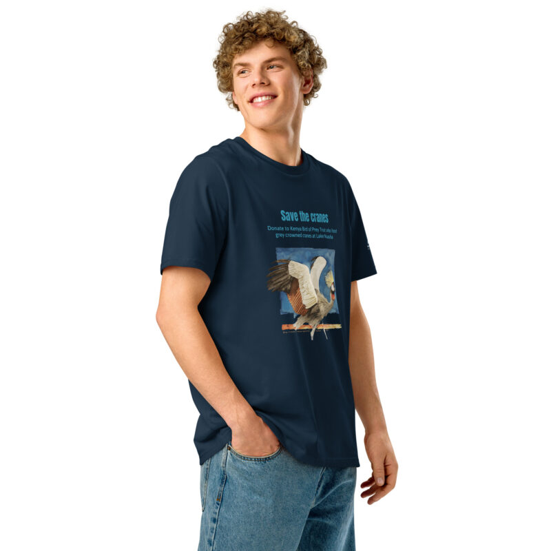 Unisex organic ribbed neck t-shirt, save the cranes - Image 4