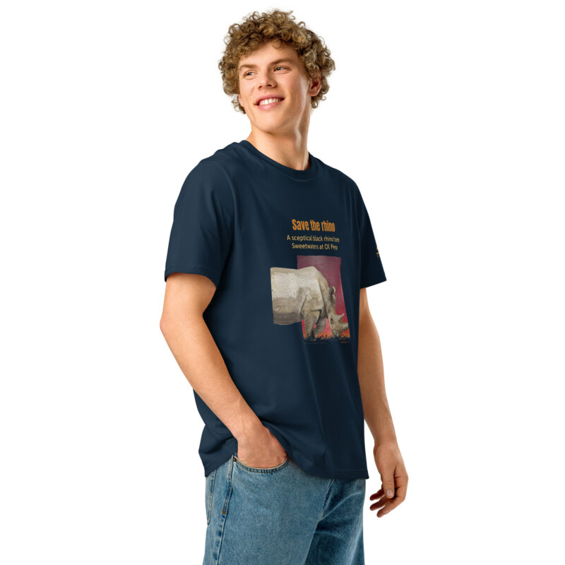 Unisex organic ribbed neck t-shirt, save th erhino - Image 4